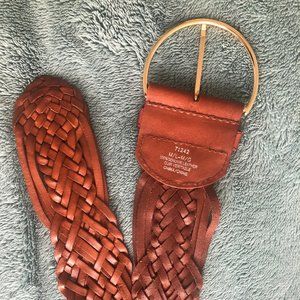 Brown leather woven belt